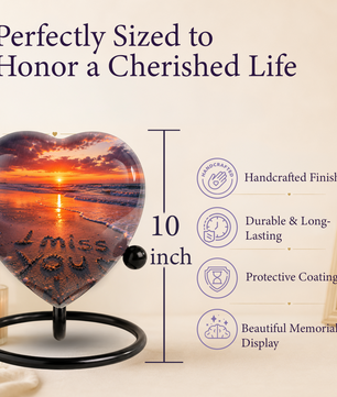 Beach Urn for Human Ashes – Ocean Sunset Beach Cremation Urn, Beach Keepsake Urn & Memorial Urn