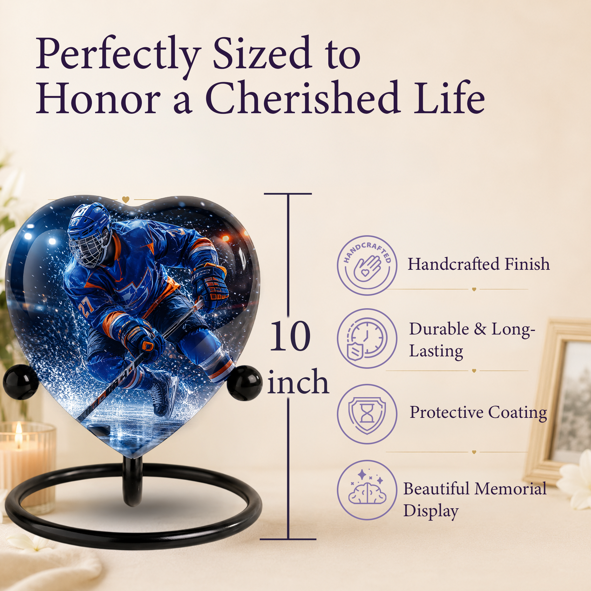Hockey Urn for Dad – Personalized Adult Male Cremation Urn for Ashes