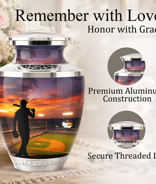 Baseball Player Cremation Urn for Dad, Personalized Baseball Memorial Urn for Son