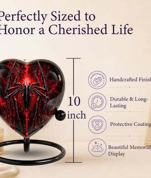 Spider Cremation Urn for Ashes, Gothic Spider Urn, Black Spider Memorial Urn, Red Spider Web Urn, Dark Fantasy Adult Urn, Personalized Heart Urn