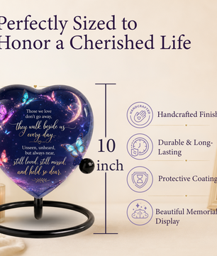 Butterfly Heart Shaped Urn for Ashes – Beautiful Memorial Butterfly Urn for Human Ashes