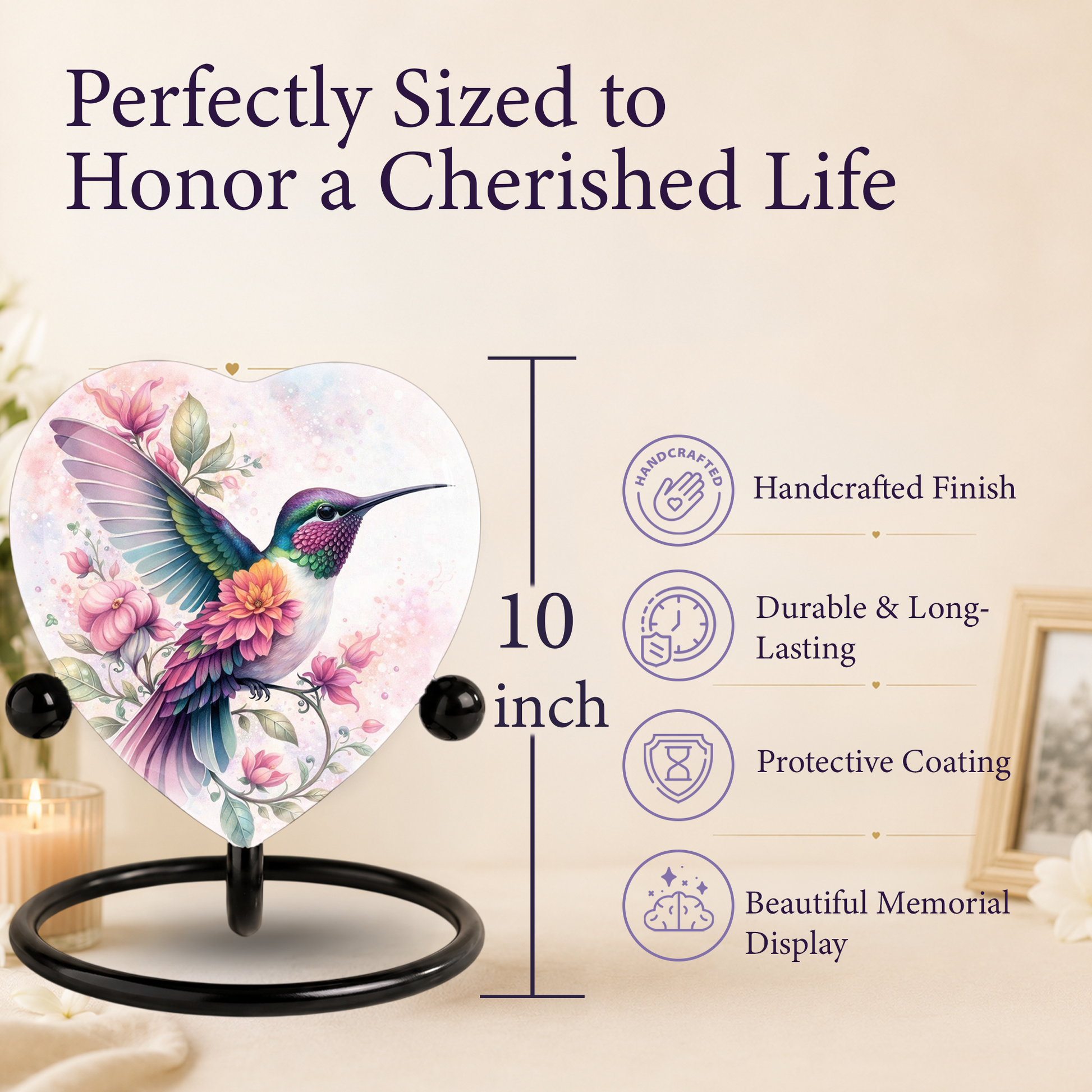 Hummingbird Cremation Urn – Adult Urn for Ashes, Beautiful Memorial Urn for Adults
