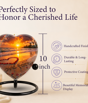Beach Urn for Human Ashes – Ocean Sunset Cremation Urn, Beach Keepsake Urn & Beautiful Memorial Urn