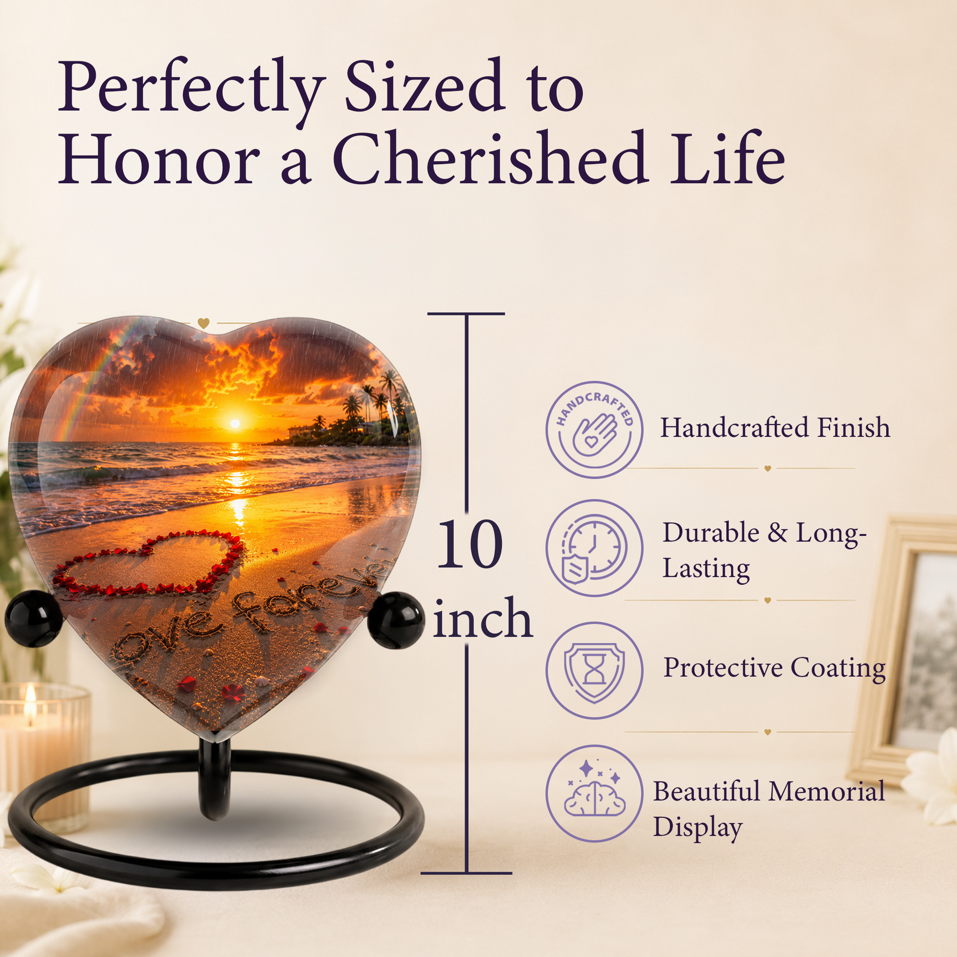 Beach Urn for Human Ashes – Ocean Sunset Cremation Urn, Beach Keepsake Urn & Beautiful Memorial Urn