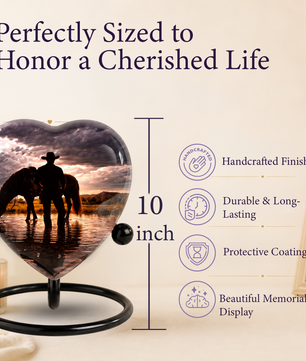 Cowboy Heart Urn for Dad, Personalized Keepsake Urn for Dad Memorial Urn for Men