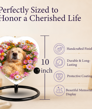 Golden Retriever Flower Heart Adult Urn for Ashes – Peaceful Floral Memorial Cremation Urn