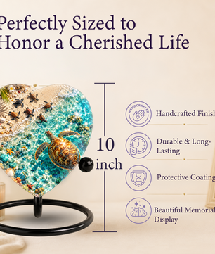 Sea Turtle Cremation Urn for Ashes, Turtle Beach Memorial Urn, Ocean Life Heart Urn