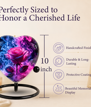 Pink Rose Adult Urn – Adult Urn for Ashes, Rose Cremation Urn, Heart-Shaped Adult Cremation Urn