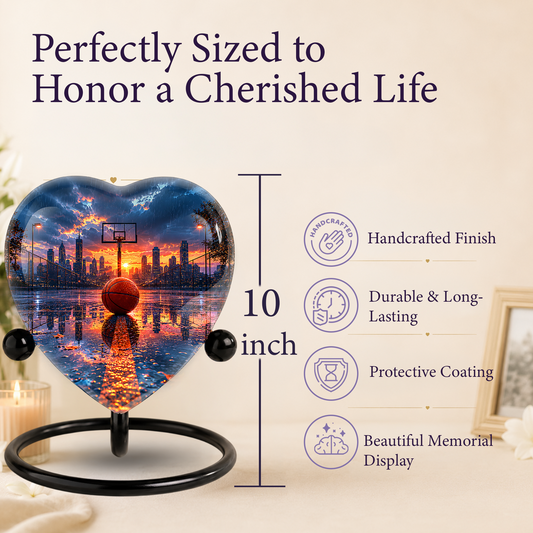 Basketball Sunset Adult Urn – Sports-Themed Adult Cremation Urn for Ashes