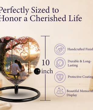 Loving Couple Heart Cremation Urn for Adults – Beautiful Adult Urn for Ashes, Romantic Memorial Urn for Husband & Wife
