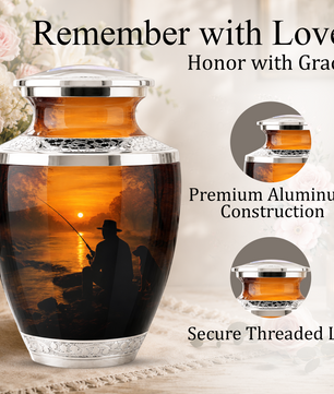 Personalized Fishing Cremation Urn for Male, Fishing Memorial Urn for Father