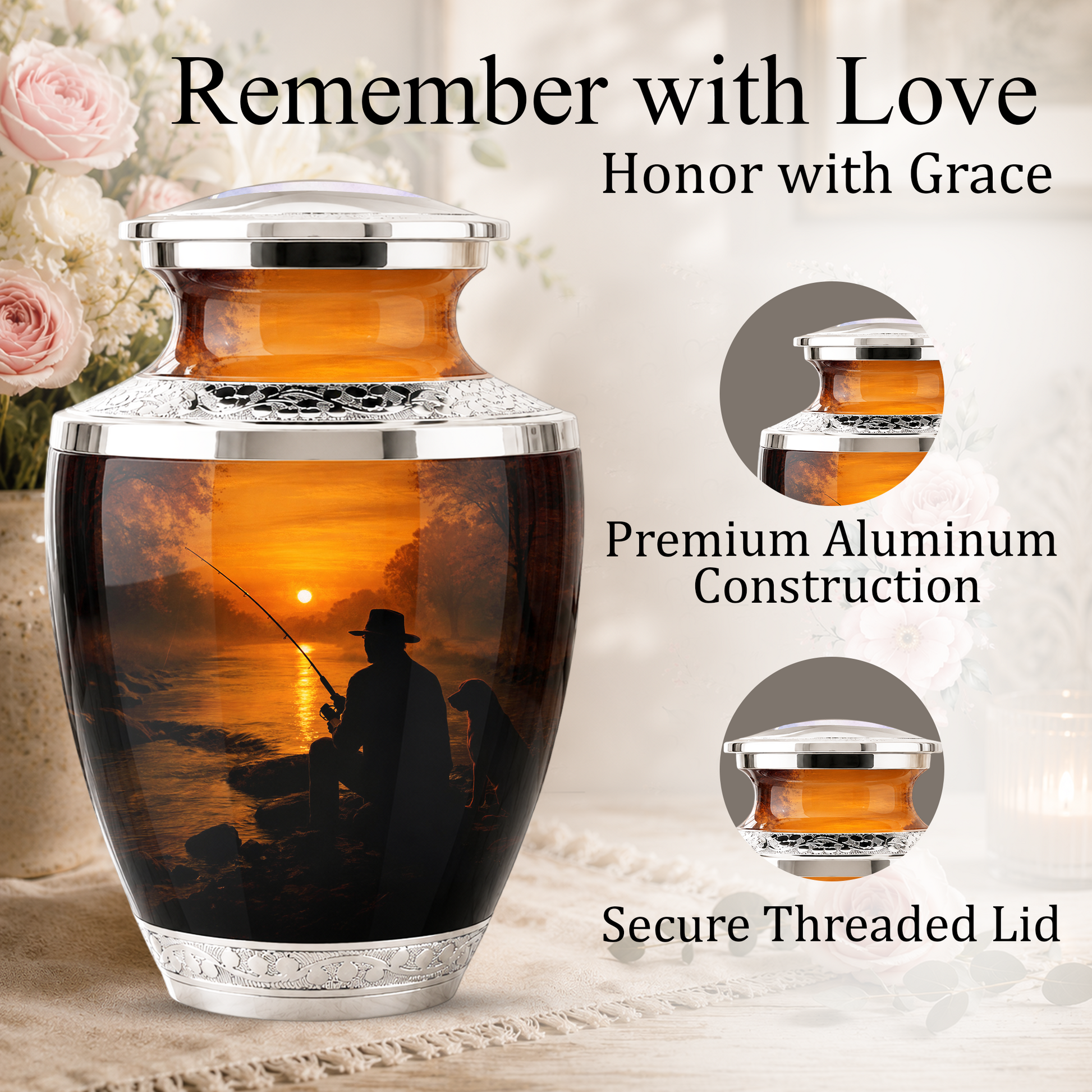 Personalized Fishing Cremation Urn for Male, Fishing Memorial Urn for Father