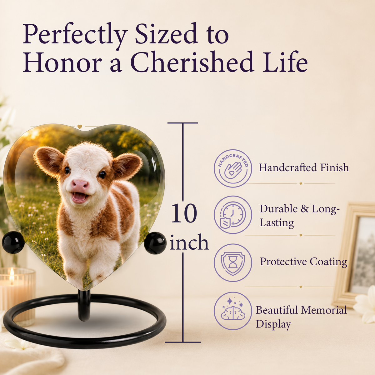 Cow Cremation Urn for Ashes | Personalized Farm Animal Memorial Urn | Handmade Adult Cremation Urn