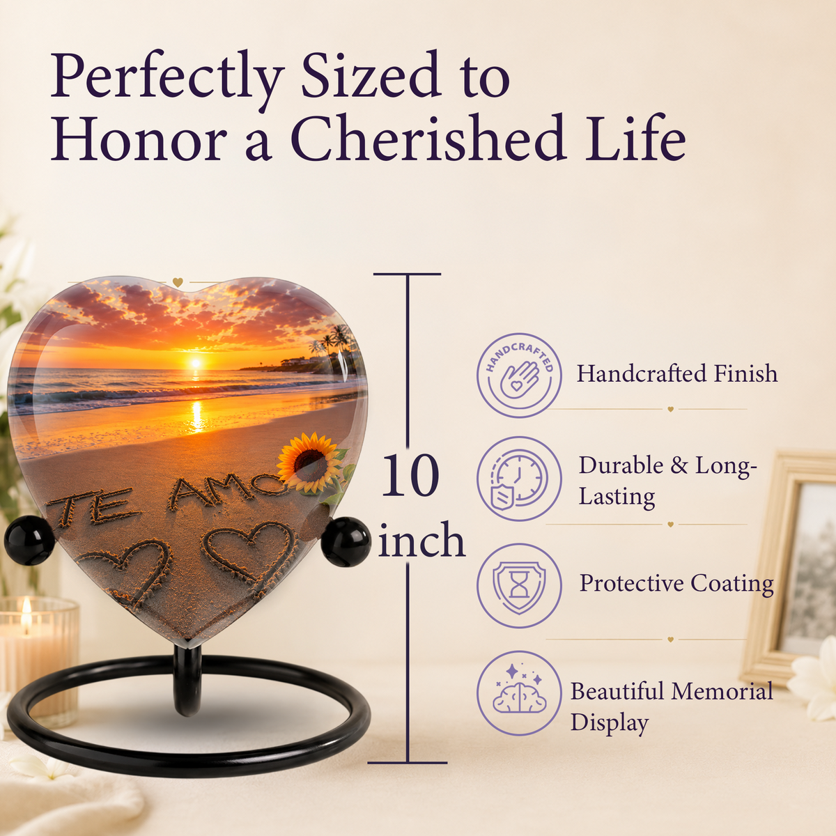 Beach Urn – Beach Urn for Human Ashes, Ocean Sunset Cremation Urn & Beach Keepsake Urn