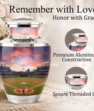 Unique Baseball Cremation Urn for Dad, Custom Baseball Modern Urn for Human Ashes