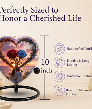 Heart Shaped Adult Cremation Urn for Ashes – Beautiful Rose Memorial Urn for Loved Ones