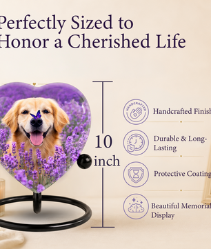 Personalized Dog Urn for Ashes – Golden Retriever Butterfly & Lavender Heart Memorial Pet Urn