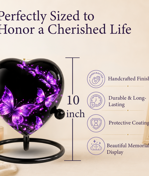 Purple Butterfly Adult Cremation Urn for Ashes, Personalized Butterfly Memorial Urn, Purple Heart Urn, Butterfly Cremation Urn, Adult Urn