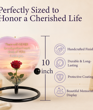 Rose Flower Heart Cremation Urn for Human Ashes – Memorial Keepsake Urn