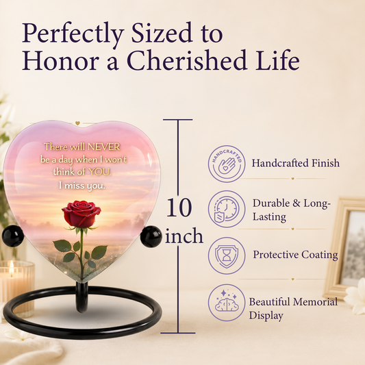 Rose Flower Heart Cremation Urn for Human Ashes – Memorial Keepsake Urn