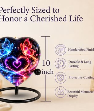 Butterfly Adult Urn for Ashes, Blue and Red Butterfly Heart Memorial Urn, Colorful Love and Light Cremation Urn
