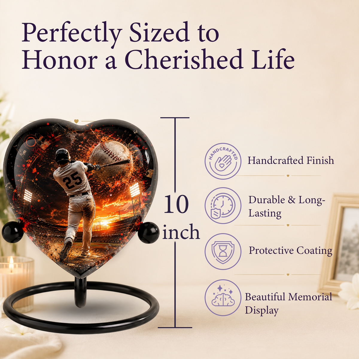 Personalized Baseball Cremation Urn for Ashes | Adult Sports Memorial Urn for Dad