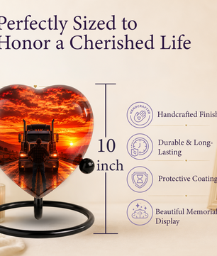 Personalized Trucker Cremation Urn for Ashes | Adult Memorial Urn for Truck Driver