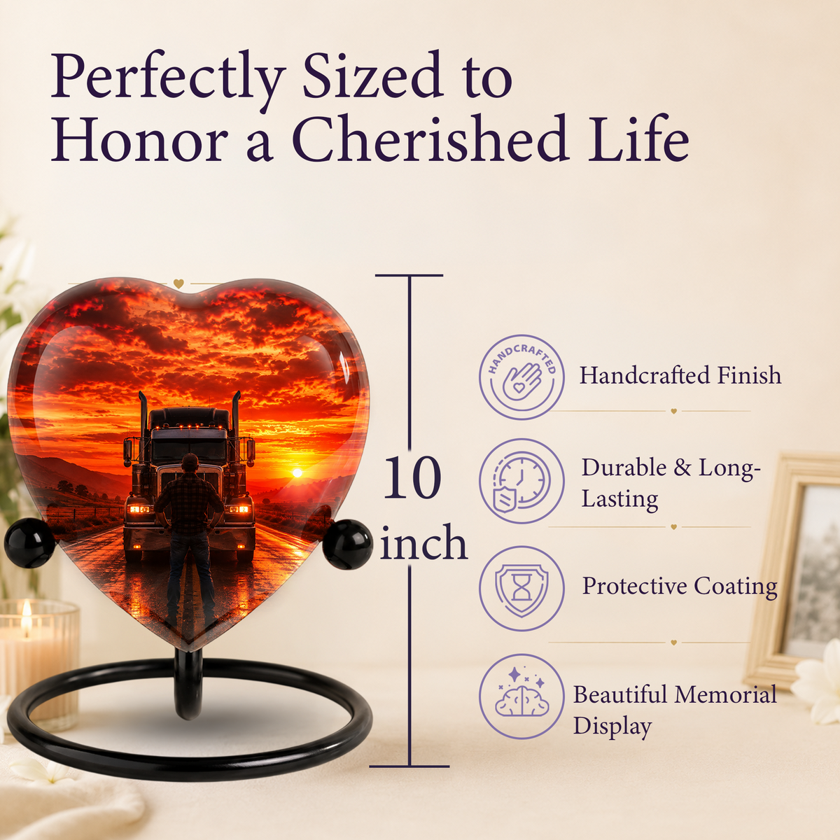 Personalized Trucker Cremation Urn for Ashes | Adult Memorial Urn for Truck Driver