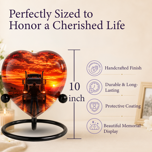 Personalized Trucker Cremation Urn for Ashes | Adult Memorial Urn for Truck Driver