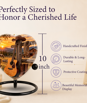 Cowboy Western Cremation Urn for Ashes, Personalized Cowboy Memorial Urn, Country Music Urn