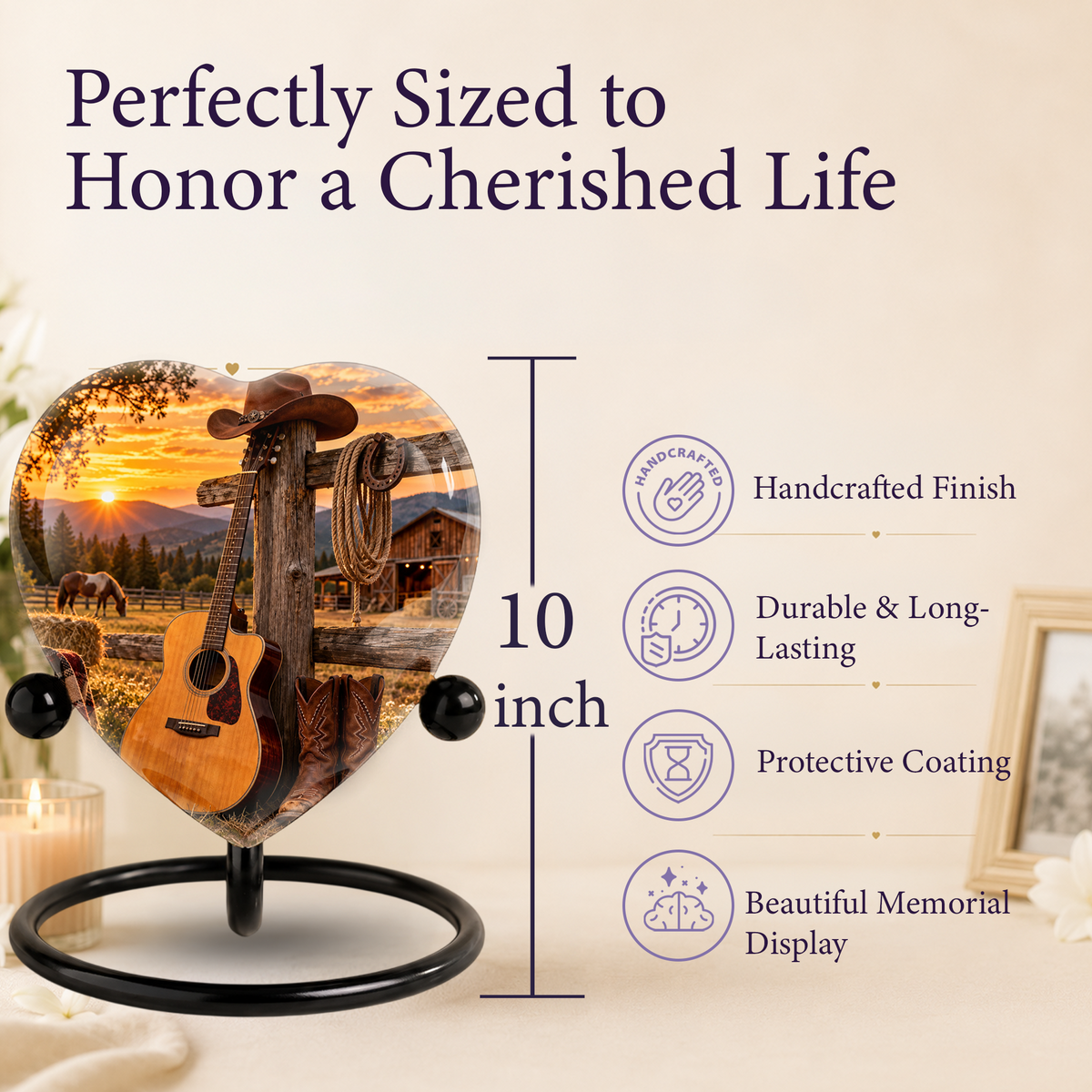 Cowboy Western Cremation Urn for Ashes, Personalized Cowboy Memorial Urn, Country Music Urn