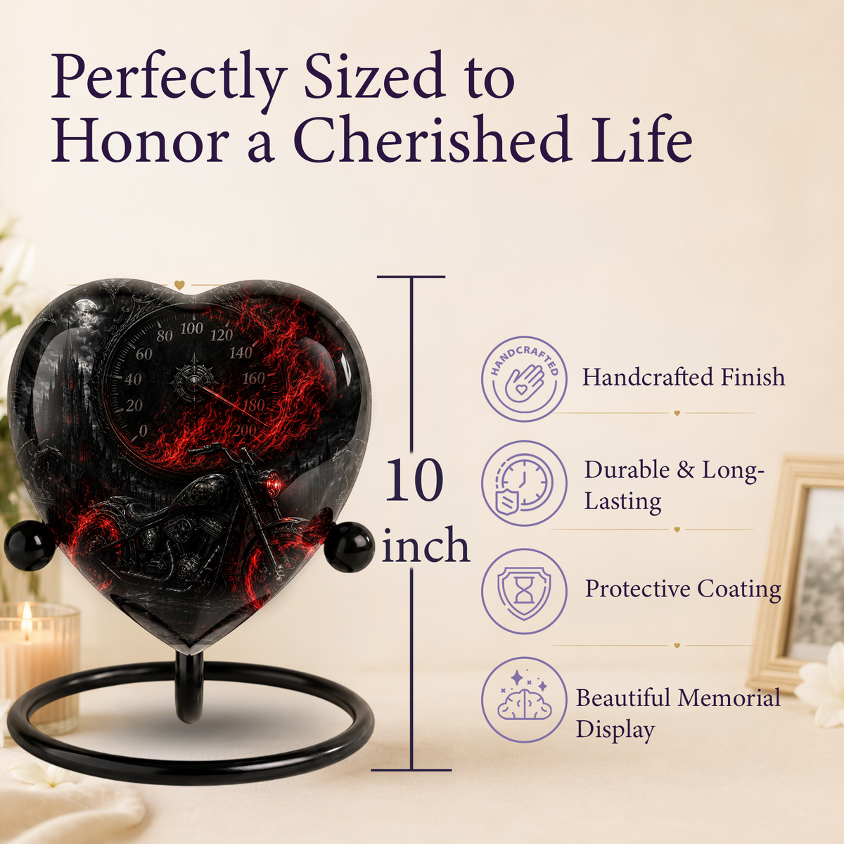 Motorcycle Bike Cremation Urn for Dad – Personalized Adult Male Urn for Ashes