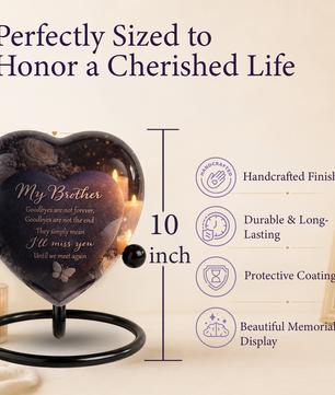Heart-Shaped Brother Memorial, Adult Cremation Urn, Adult Urns for Ashes, Brother Keepsake Urn