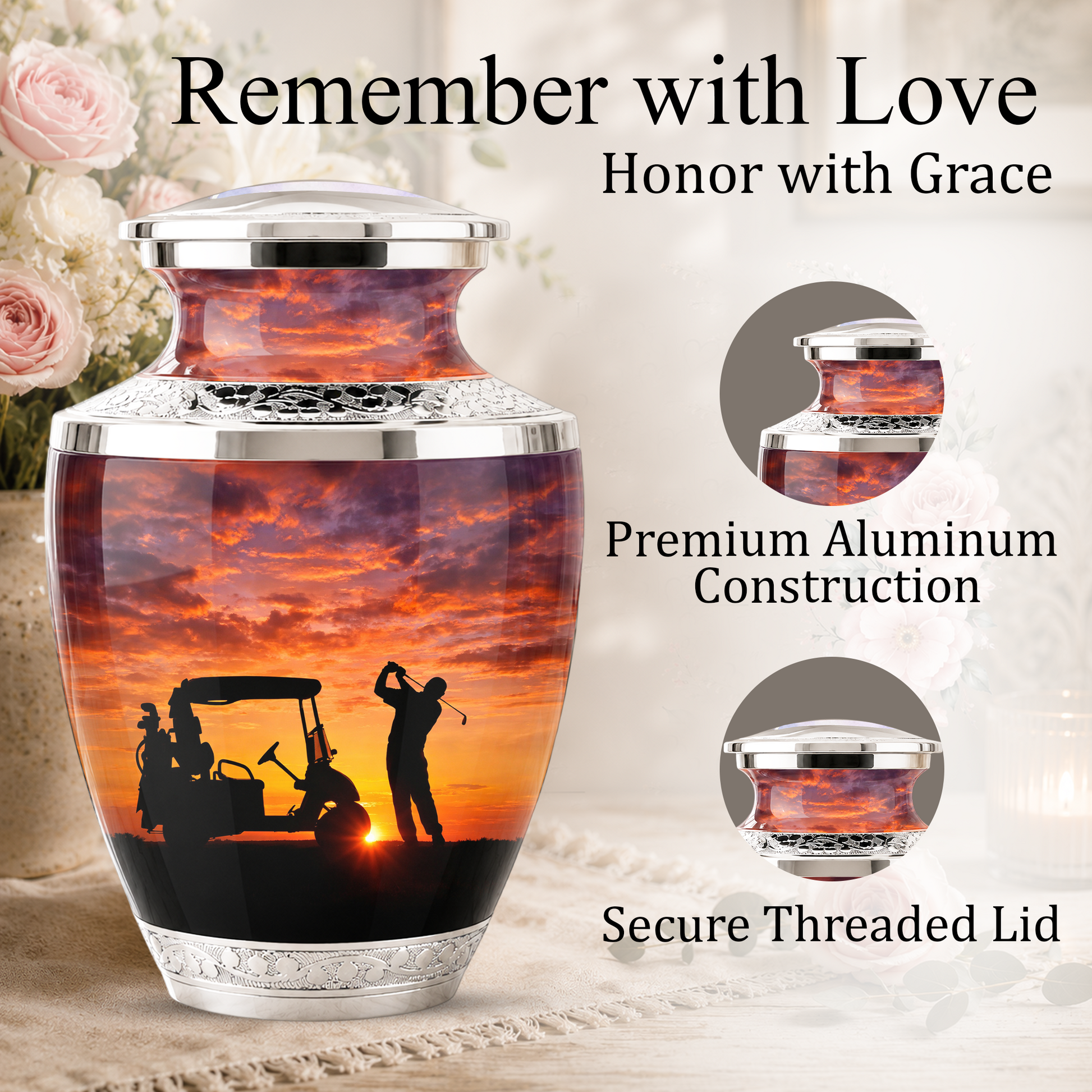 Golf Cremation Urn for Dad - Custom Golf Ashes Urn for Men