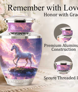 Unicorn Cremation Urn for Female, Personalized Memorial Urn for Women