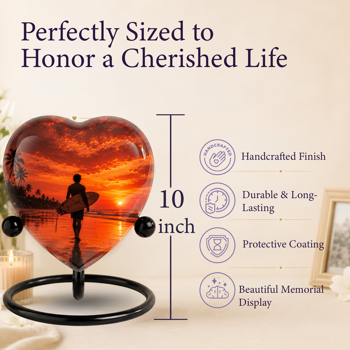 SEO Title  Beach Cremation Urn for Dad, Personalized Ocean Urn for Adult Male Ashes, Surfing Memorial Urn for Father