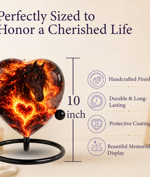 Optimized SEO Title Fiery Horse Heart Cremation Urn for Ashes, Personalized Adult Memorial Urn, Horse Cremation Urn
