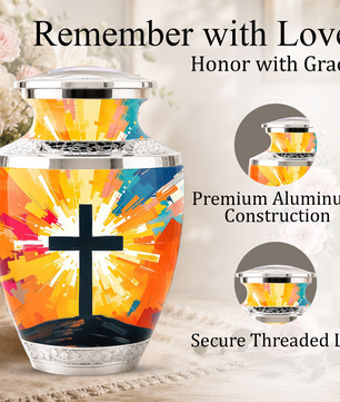 Religious Cross Cremation Urn for Men & Women, Personalized Christian Memorial Urn