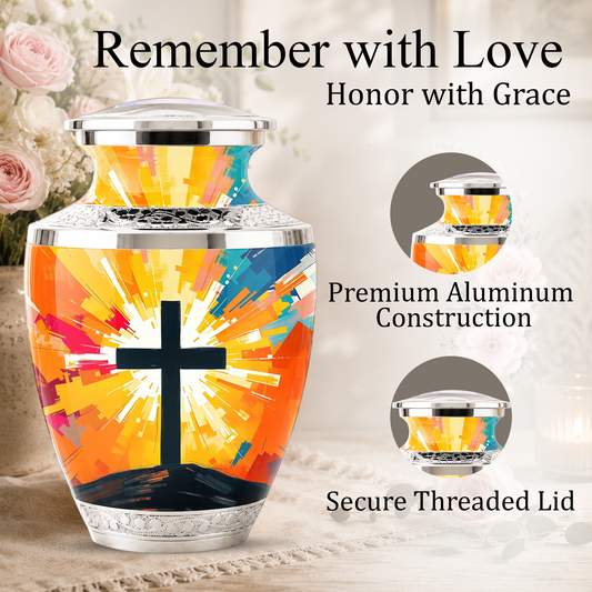 Religious Cross Cremation Urn for Men & Women, Personalized Christian Memorial Urn