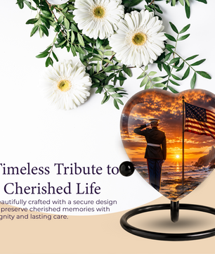 American Flag Urn for Dad, Personalized Military Cremation Urn for Men, Patriotic Adult Urn for Father