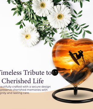Personalized Urn for Dad, Adult Male Cremation Urn for Ashes, Surfing Memorial Urn for Father & Son