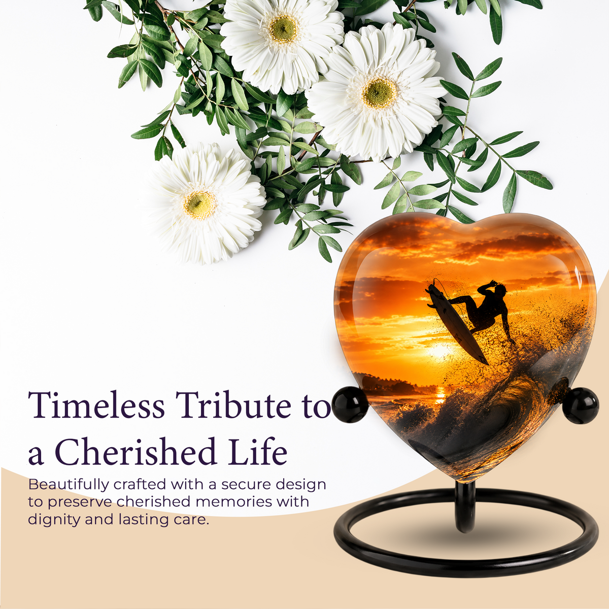 Personalized Urn for Dad, Adult Male Cremation Urn for Ashes, Surfing Memorial Urn for Father & Son
