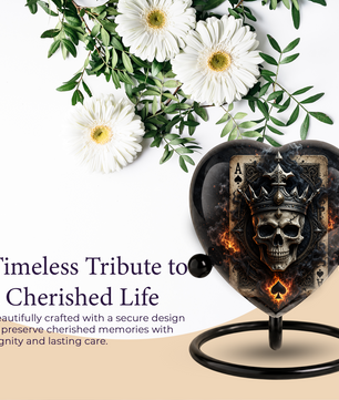 Skull King Heart Cremation Urn for Adults – Unique Adult Urn for Ashes