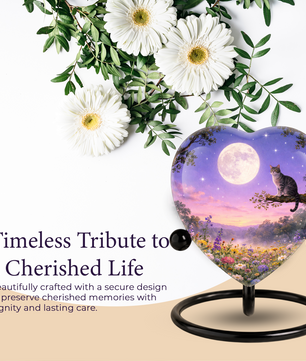 Personalized Cat Urn, Moonlight Garden Memorial,Unique Cat Urns