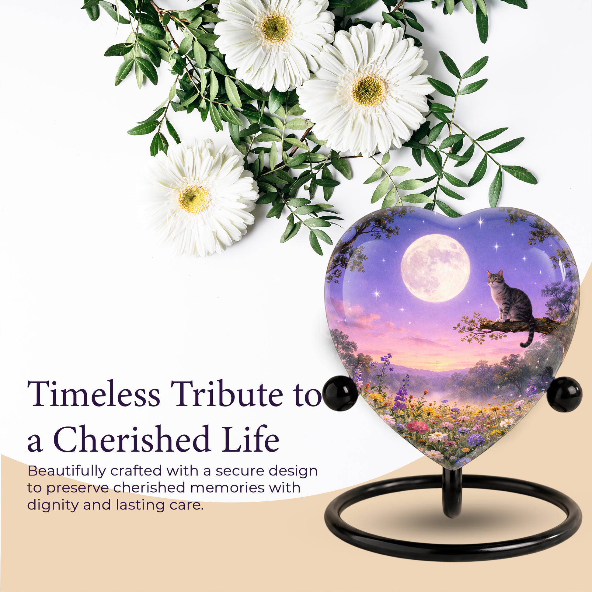 Personalized Cat Urn, Moonlight Garden Memorial,Unique Cat Urns
