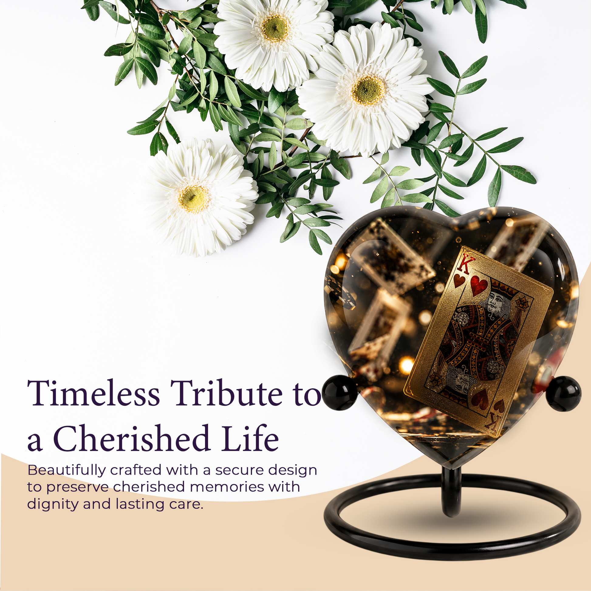 King of Hearts Heart-Shaped Adult Cremation Urn – Unique Keepsake Urn for Dad