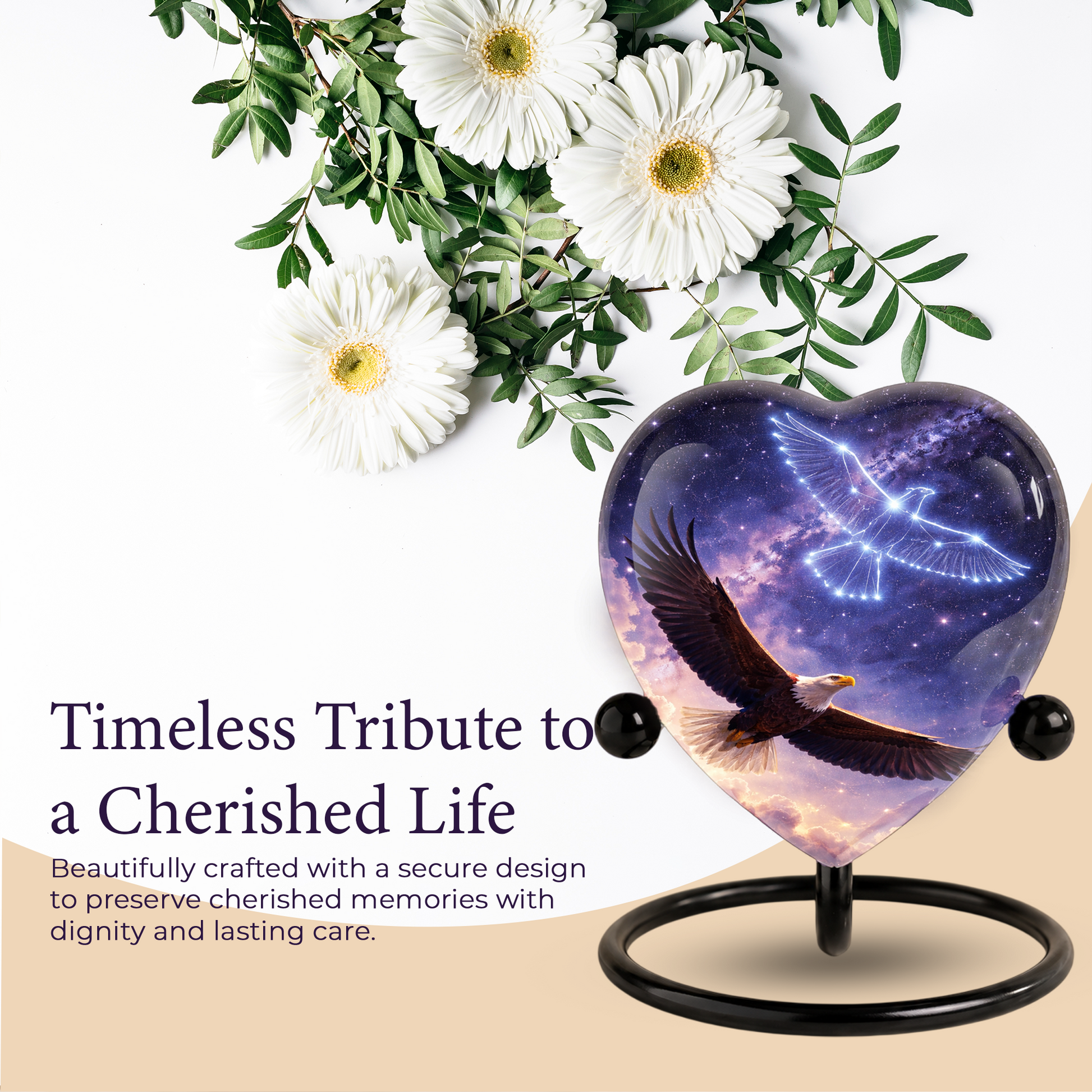 Eagle Heart Memorial Urn, Eagle Adult Urn, Eagle Urns for Adult Ashes, Eagle Adult Urns