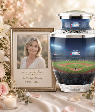 Baseball Stadium Cremation Urn for Dad, Personalized Urn for Human Ashes Male