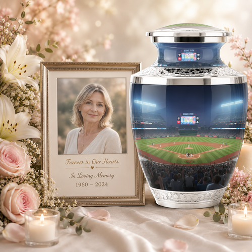 Baseball Stadium Cremation Urn for Dad, Personalized Urn for Human Ashes Male