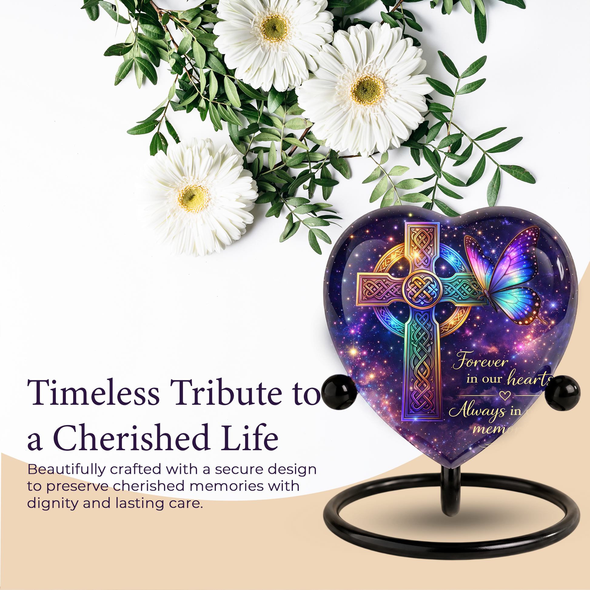 Celtic Cross Butterfly Memorial Urn, Adult Urn, Urns for Adult Ashes, Adult Urns, Adult Urns for Ashes